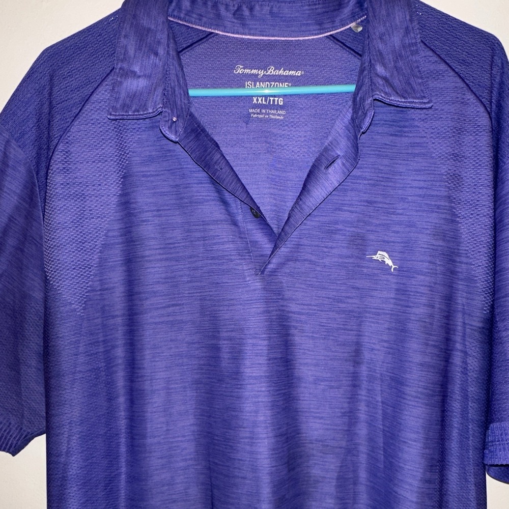 Tommy Bahama IslandZone Men's Polo Shirt XXL Purple Solid Short Sleeve Knit